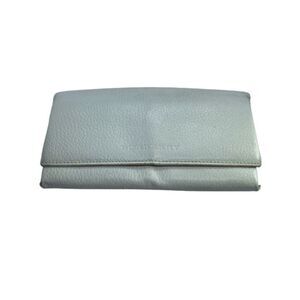 Authentic Burberry Off White Leather Long Wallet / Clutch